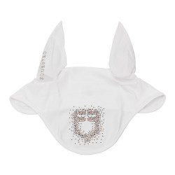 Equestro-oorkap van technische stof met logo in stras-steentjes Wit