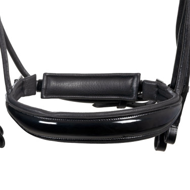 Equestro anatomisch dressuurhoofdstel van gerold leer Zwart