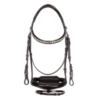 Engels Equestro hoofdstel van leer met strass, nieuw Donkerbruin