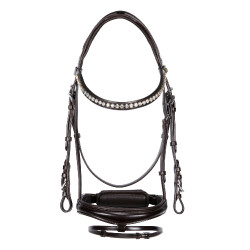 Engels Equestro hoofdstel van leer met strass, nieuw Donkerbruin