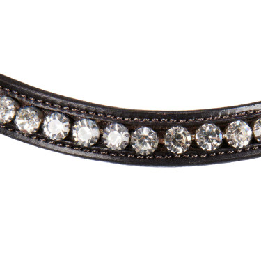 Engels Equestro hoofdstel van leer met strass, nieuw Donkerbruin