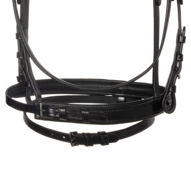 Engels trenshoofdstel Equestro zwart in leer Zwart