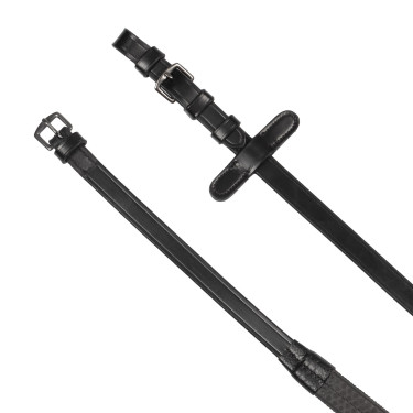 Engels trenshoofdstel Equestro zwart in leer Zwart