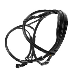 Springhoofdstel Equestro Engels leer Zwart