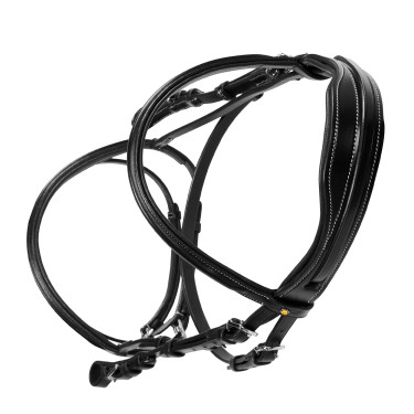 Springhoofdstel Equestro Engels leer Zwart