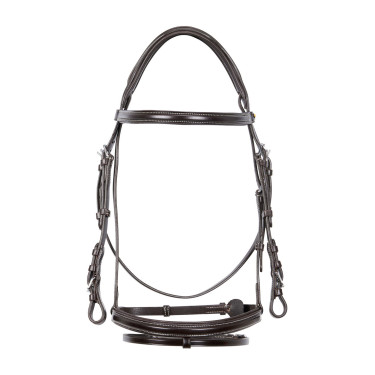 Springhoofdstel Equestro Engels leer Donkerbruin