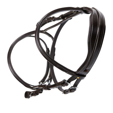 Springhoofdstel Equestro Engels leer Donkerbruin