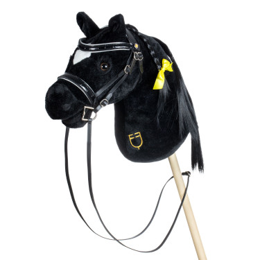 Glanzend leren hoofdstel voor hobby horse Equestro Zwart