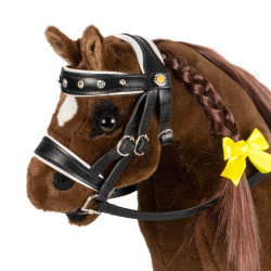 Leren Equestro-hoofdstel met strass voor speelgoedpaard Zwart