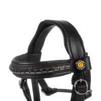 Leren hoofdstel Equestro voor speelgoedpaard met zilverkleurige studs Zwart Leren hoofdstel Equestro voor speelgoedpaard met zilverkleurige studs Zwart