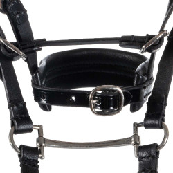 Leren hoofdstel Equestro voor speelgoedpaard met zilverkleurige studs Zwart