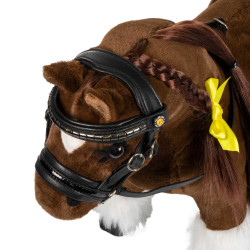 Leren hoofdstel Equestro voor speelgoedpaard met zilverkleurige studs Zwart