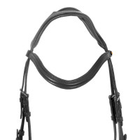 Equestro-hoofdstel met eenvoudige neusriem en brede, gebogen kopstuk Zwart Equestro-hoofdstel met eenvoudige neusriem en brede, gebogen kopstuk Zwart