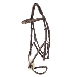 Equestro hoofdstel met Mexicaanse neusriem en synthetisch lamsvel Donkerbruin