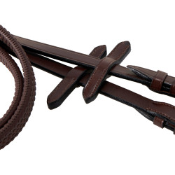 Equestro hoofdstel met Mexicaanse neusriem en synthetisch lamsvel Donkerbruin