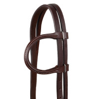 Eén-oor hoofdstel Pool’s messing met keelriem Geolied Eén-oor hoofdstel Pool’s messing met keelriem Geolied