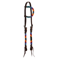 Westernhoofdstel Pool’s Serape one-ear met geolieerde parels Donkerbruin
