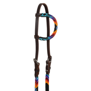 Westernhoofdstel Pool’s Serape one-ear met geolieerde parels Donkerbruin