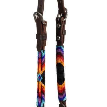 Westernhoofdstel Pool’s Serape one-ear met geolieerde parels Donkerbruin