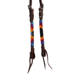 Westernhoofdstel Pool’s Serape one-ear met geolieerde parels Donkerbruin