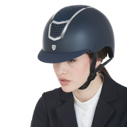 Equestro-rijhelm met strass Marine / zilver Blauw