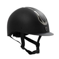 Uniseks Equestro Azael-rijhelm met achterste draaiknop, conform EN 1384-2023 Zwart / gunmetal Grijs