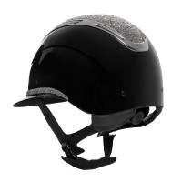 Dameshelm Equestro Apocalypse glanzende schaal met strass EN 1384-2023 Zwart / gunmetal Grijs