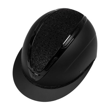 Dameshelm Equestro Apocalypse mat schalen met strass EN 1384-2023 Zwart / zwart