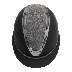 Dameshelm Equestro Apocalypse mat schalen met strass EN 1384-2023 Zwart / gunmetal