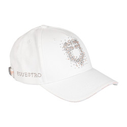 Damespet Equestro met strasslogo Wit