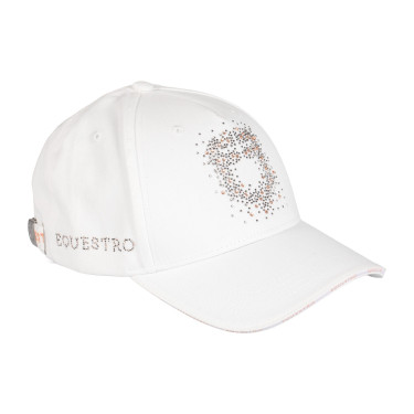 Damespet Equestro met strasslogo Wit