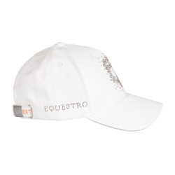 Damespet Equestro met strasslogo Wit