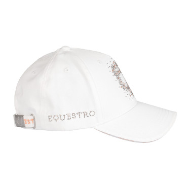 Damespet Equestro met strasslogo Wit