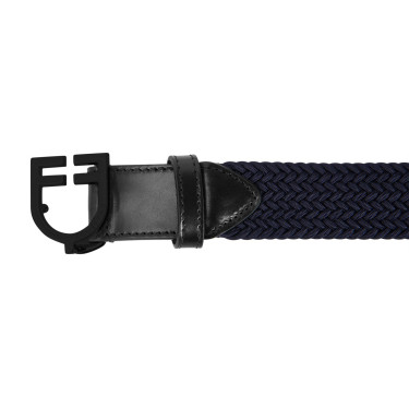 Elastische Equestro-riem met zwarte logogesp Marine Marineblauw