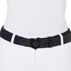 Elastische Equestro-riem met zwarte logogesp Marine Marineblauw