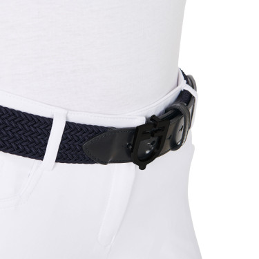 Elastische Equestro-riem met zwarte logogesp Marine Marineblauw