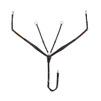 Equestro borsttuig van leer met sierstiksel en afneembare martingaal Zwart Equestro borsttuig van leer met sierstiksel en afneembare martingaal Zwart