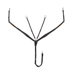 Equestro borsttuig van leer met sierstiksel en afneembare martingaal Donkerbruin Equestro borsttuig van leer met sierstiksel en afneembare martingaal Donkerbruin