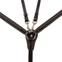 Equestro borsttuig van leer met elastische inzetstukken en afneembare martingaal Donkerbruin