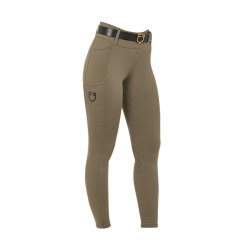 Dameslegging Equestro met hoge taille en riemlussen Walnoot Bruin