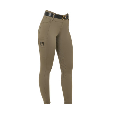 Dameslegging Equestro met hoge taille en riemlussen Walnoot Bruin