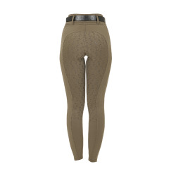 Dameslegging Equestro met hoge taille en riemlussen Walnoot Bruin