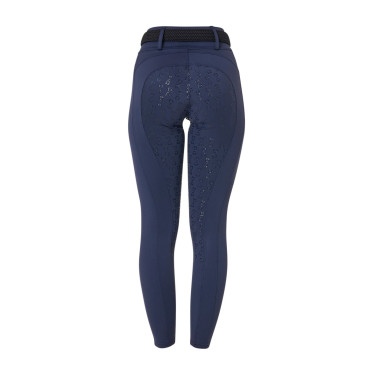 Dameslegging Equestro met hoge taille en riemlussen Marineblazer Marineblauw