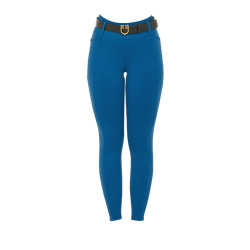 Dameslegging Equestro met hoge taille en riemlussen Koraalblauw