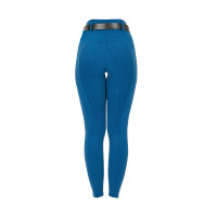 Dameslegging Equestro met hoge taille en riemlussen Koraalblauw