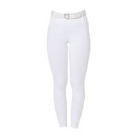 Dameslegging Equestro met hoge taille en riemlussen Wit