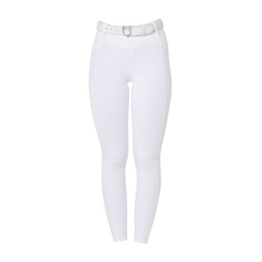 Dameslegging Equestro met hoge taille en riemlussen Wit Dameslegging Equestro met hoge taille en riemlussen Wit