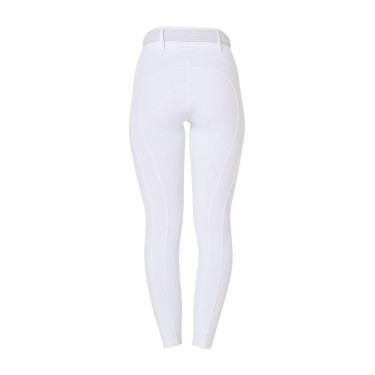 Dameslegging Equestro met hoge taille en riemlussen Wit Dameslegging Equestro met hoge taille en riemlussen Wit