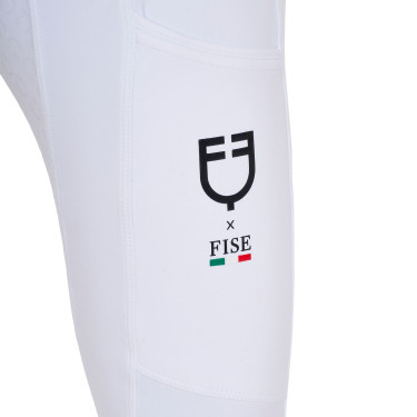 Meisjeslegging Equestro x FISE full grip slim fit coupe Wit