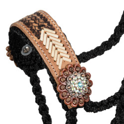 Halster van koord Pool’s met bewerkt lederen inzetstuk Zwart